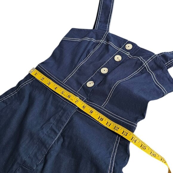 Anthropologie Maeve The Portside Button-Front Romper, Nautical, Stretch, Blue, 6 - Picture 5 of 11